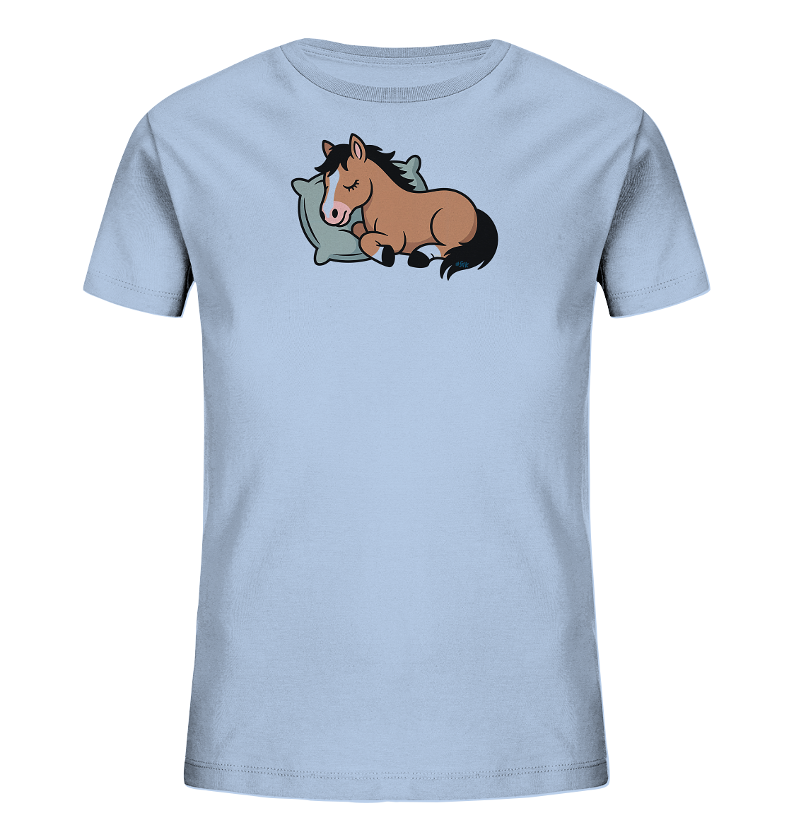 Schlafendes braunes Pferd auf hellem Kissen – Kinder-T-Shirt