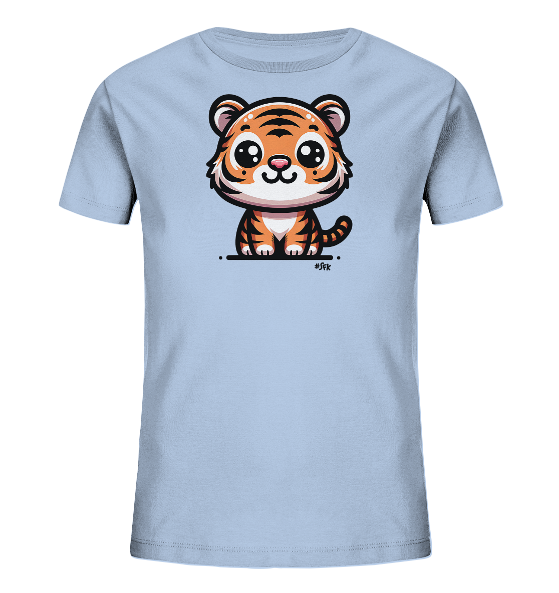 Kinder-T-Shirt mit Kawaii-Tiger und Kulleraugen