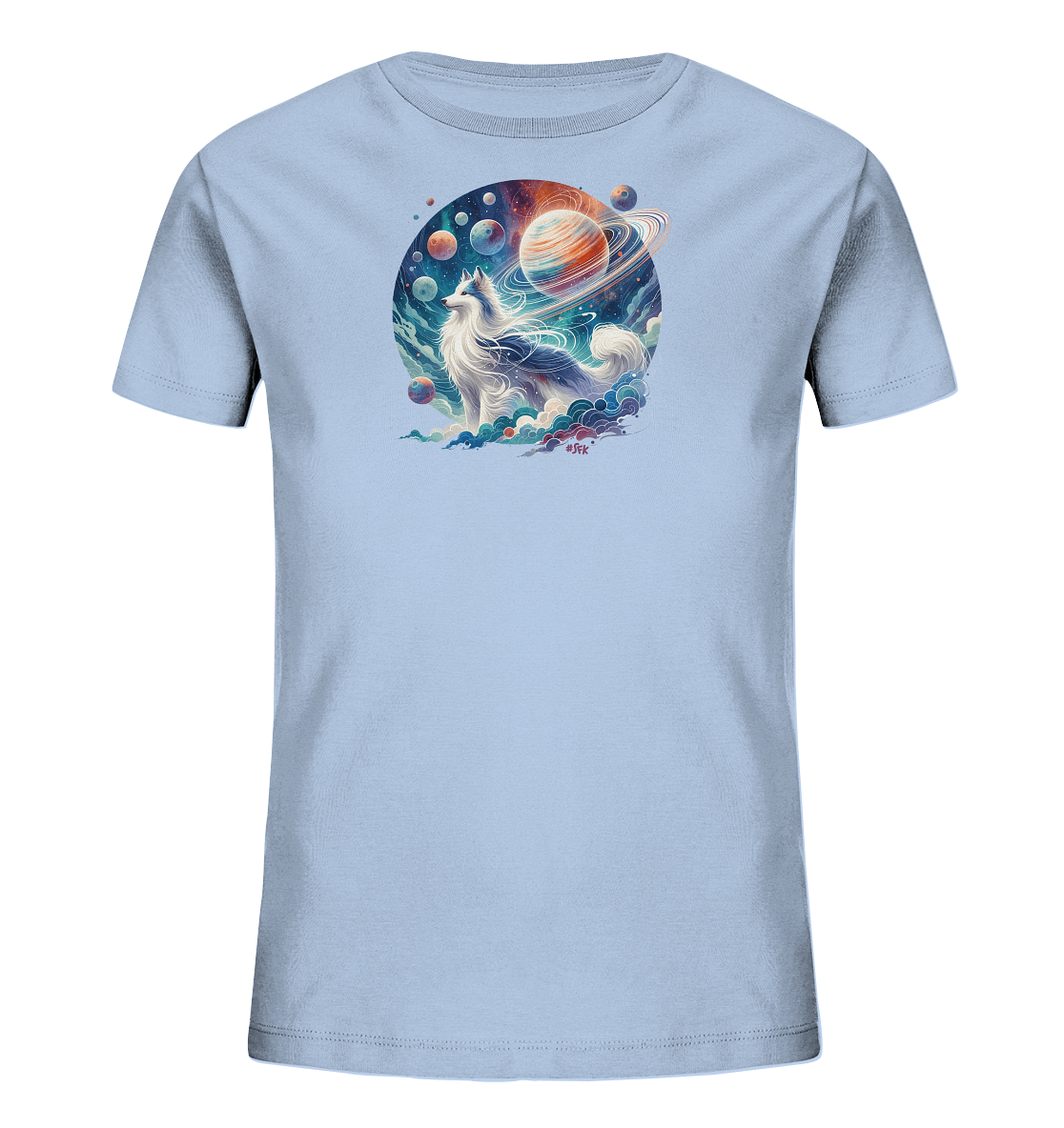 Kinder-T-Shirt mit Hund in einer Galaxie