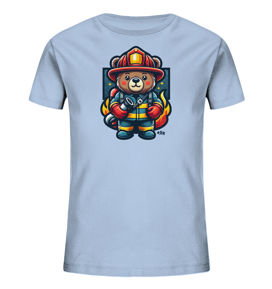 Kinder-T-Shirt mit Bär in Feuerwehrmontur