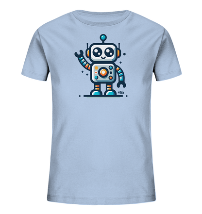Kinder-T-Shirt mit winkendem buntem Roboter