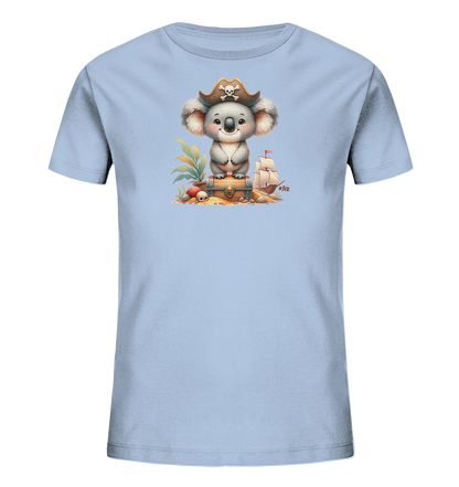 Kinder T-Shirt mit ein Koala mit Piratenhut auf einer Schatzkiste