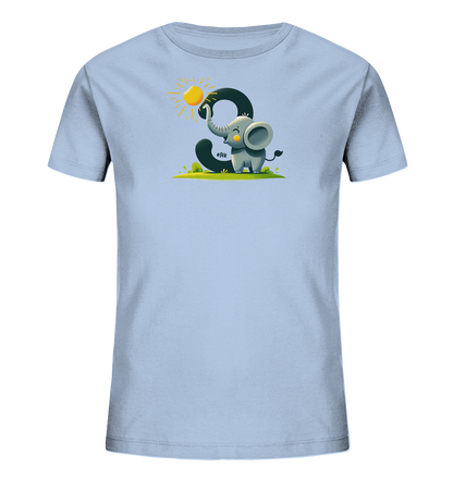 Kinder T-Shirt mit Cartoon-Elefant, Sonne und Zahl 9