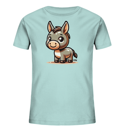 Kinder T-Shirt mit freundlichem Cartoon-Esel, großen Augen und langen Ohren