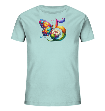 Kinder T-Shirt mit bunter Zahl 5 und Schmetterling