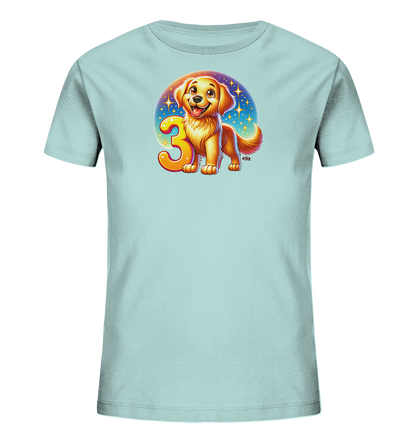 Kinder T-Shirt mit Hundewelpe und großer Zahl 3