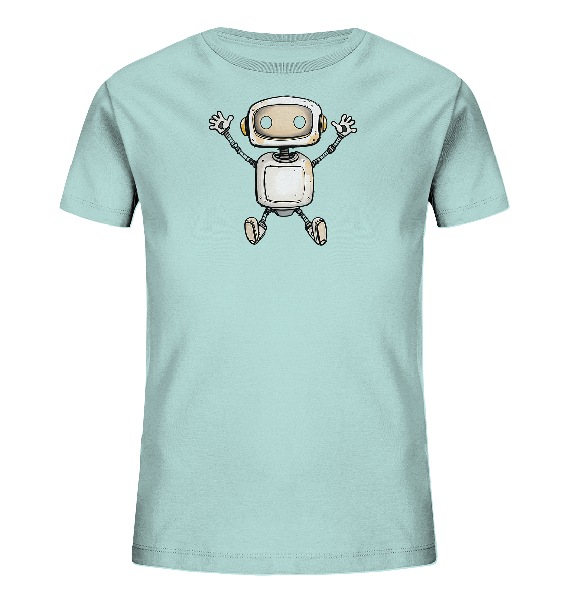 Kinder T-Shirt Roboter beim Freudensprung - Kinder Bio T-Shirt