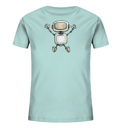 Kinder T-Shirt Roboter beim Freudensprung - Kinder Bio T-Shirt