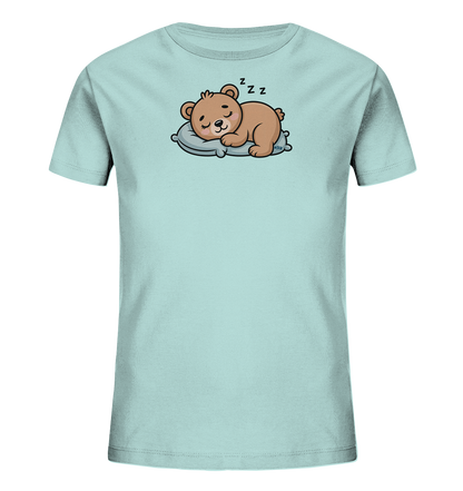Kinder T-Shirt mit schlafendem Bären auf Kissen - Kinder Bio T-Shirt
