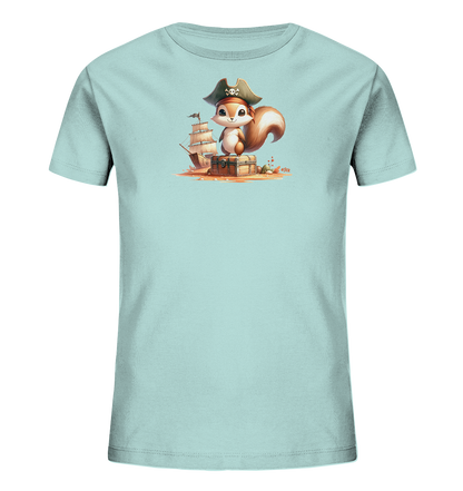 Kinder T-Shirt mit Eichhörnchen als Pirat und Schatztruhe