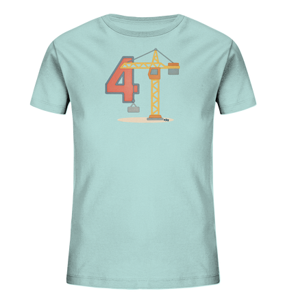 Kinder-T-Shirt mit Zahl 4 und Baukran