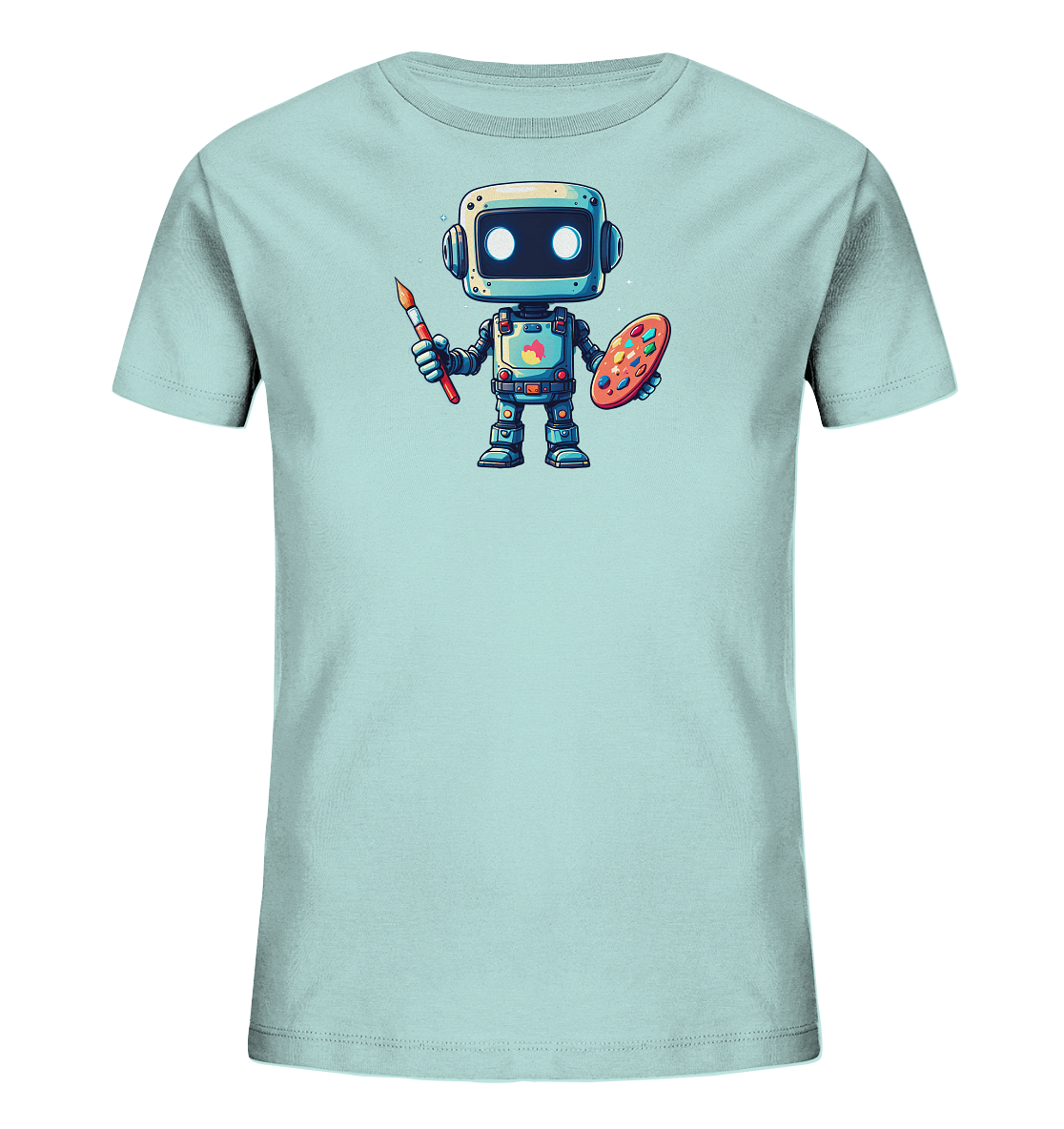 Kinder-T-Shirt | Roboter-Künstler mit Farbpalette - Kinder Bio T-Shirt