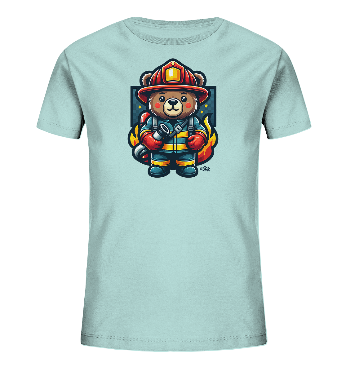 Kinder-T-Shirt mit Bär in Feuerwehrmontur
