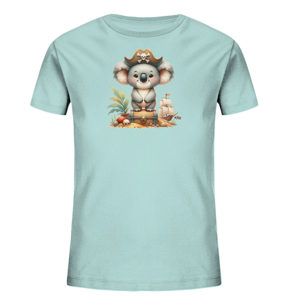 Kinder T-Shirt mit ein Koala mit Piratenhut auf einer Schatzkiste