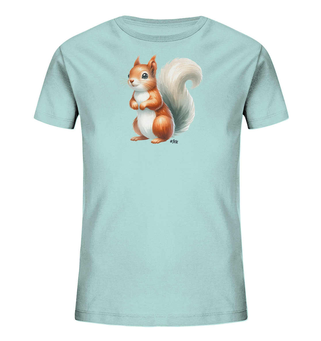Aufrecht stehendes Eichhörnchen Motiv auf Kinder T-Shirt