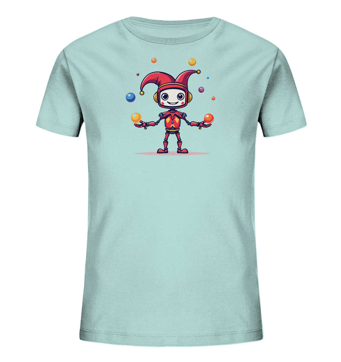 Kinder T-Shirt | Roboter-Narr jongliert bunte Bälle - Kinder Bio T-Shirt