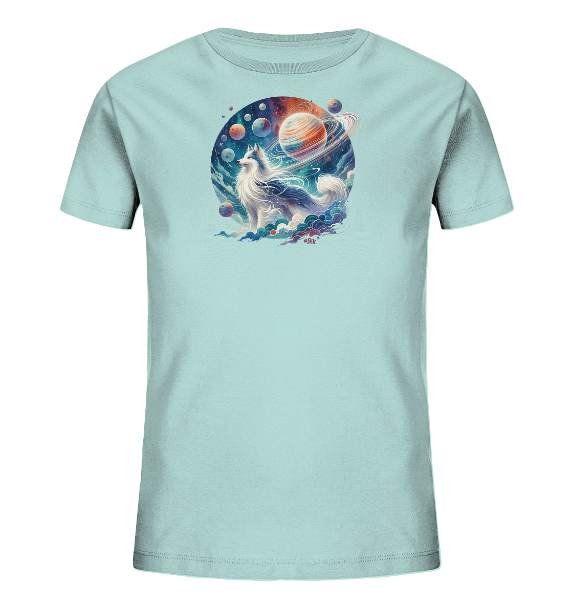 Kinder-T-Shirt mit Hund in einer Galaxie