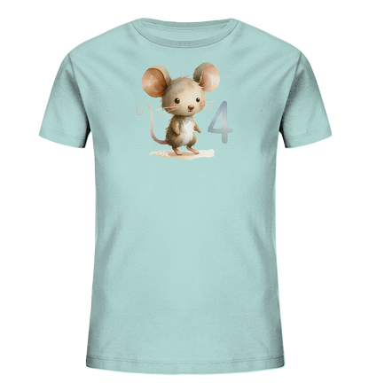 Kinder T-Shirt mit kleiner Maus und großer Zahl 4