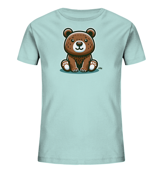 Brauner Bär mit süßen Stichen Motiv auf Kinder T-Shirt