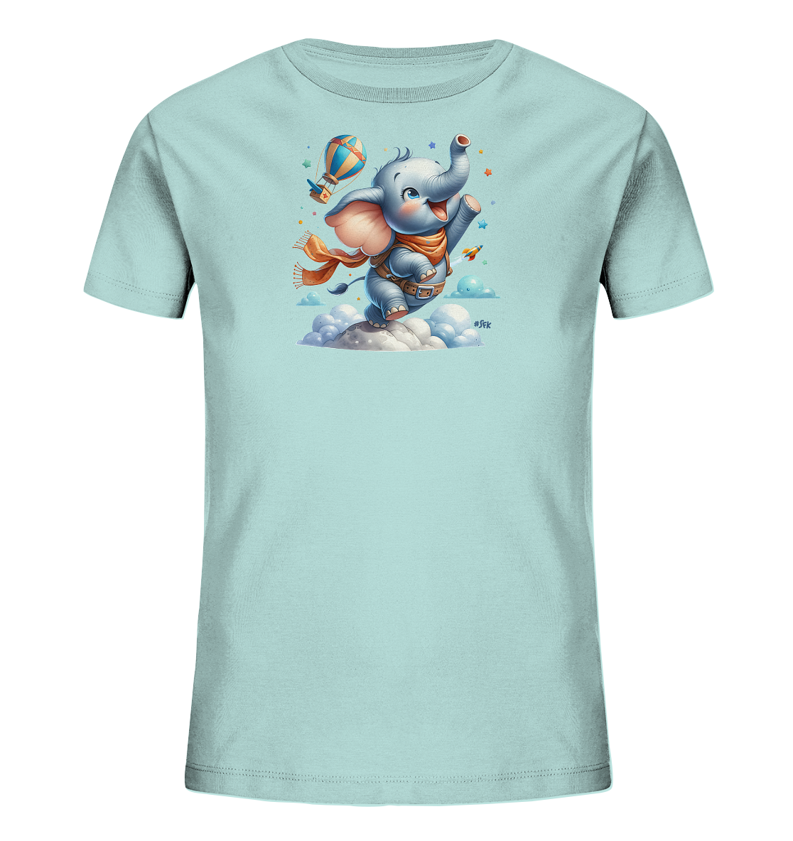 Kinder T-Shirt mit Elefant und Ballonrakete