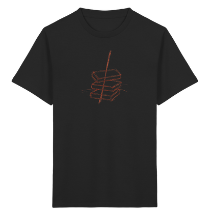 Schiefe Bücherburg mit Bleistift - Kinder Bio T-Shirt