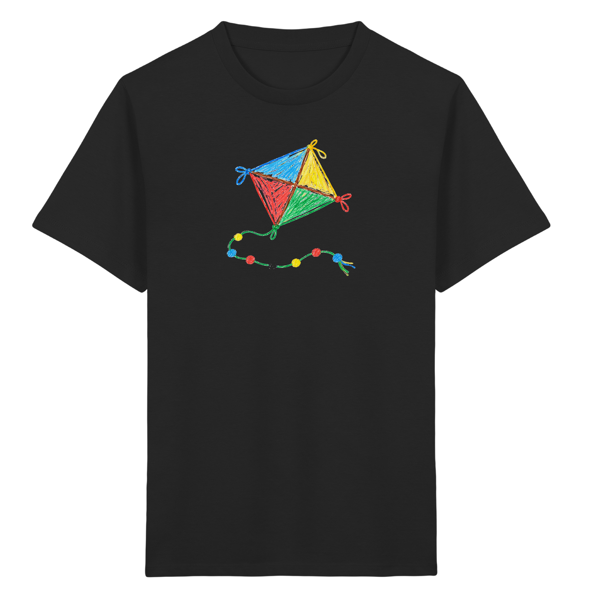 Bunter Drachen mit Knoten - Kinder Bio T-Shirt Vorderseite