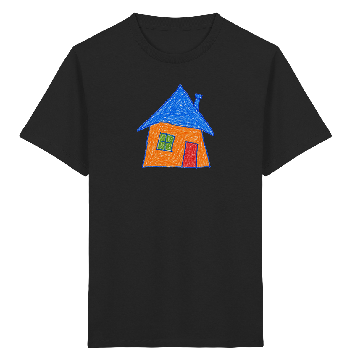 Oranges Haus mit Schornstein - Kinder Bio T-Shirt Vorderseite
