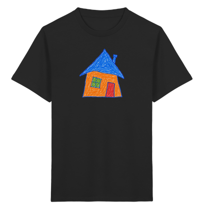 Oranges Haus mit Schornstein - Kinder Bio T-Shirt Vorderseite