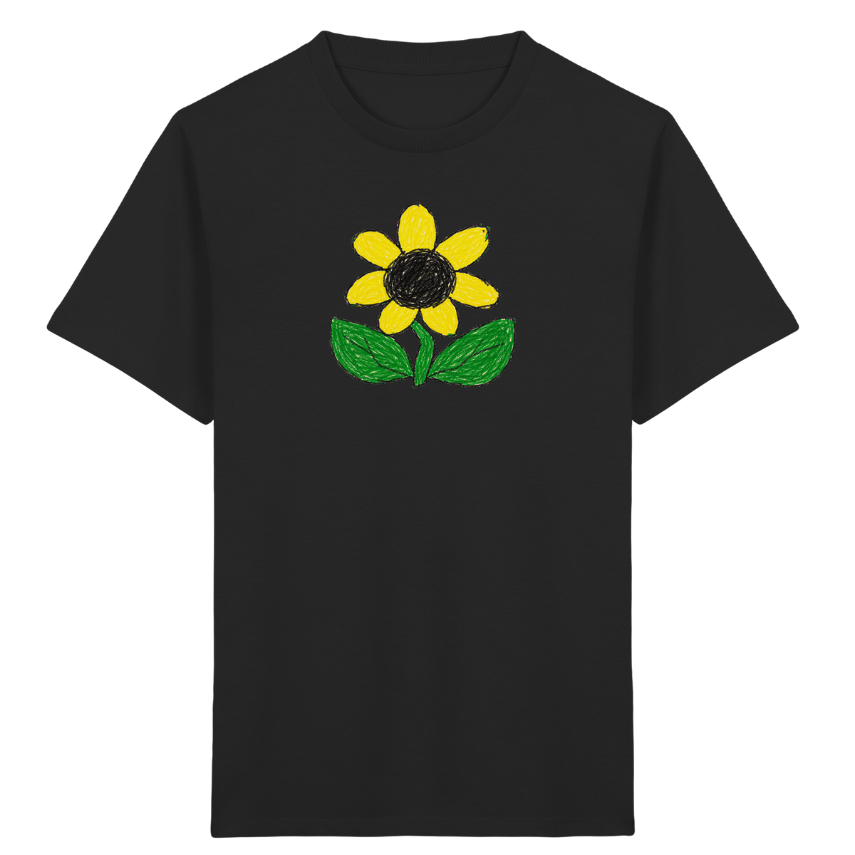 Kritzel Sonnenblume Kinder Shirt - Kinder Bio T-Shirt Vorderseite