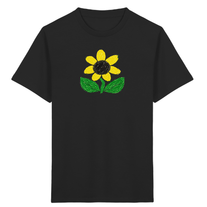Kritzel Sonnenblume Kinder Shirt - Kinder Bio T-Shirt Vorderseite