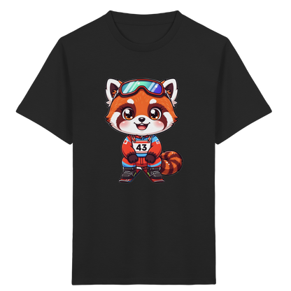 Roter Panda auf Skiern – Kinder Bio-T-Shirt