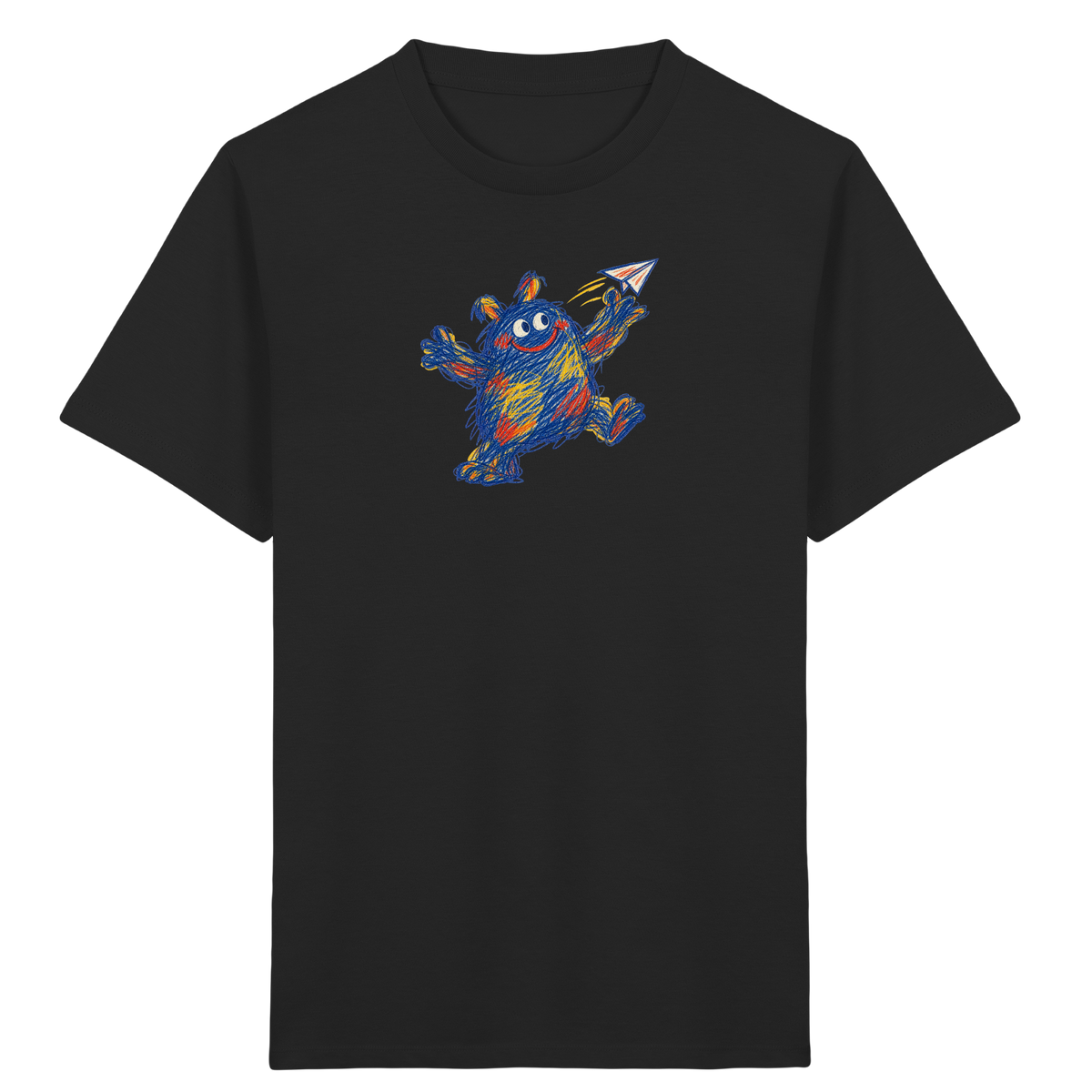 Papierfliegerwerfer Kritzelmonster Kinder Shirt - Kinder Bio T-Shirt Vorderseite