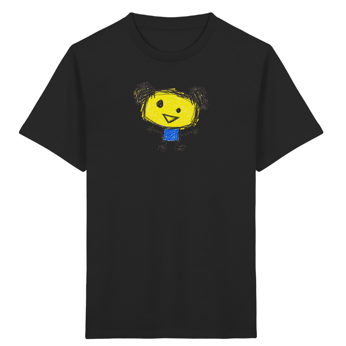 Kritzelkopf mit Doppeldutt - Kinder Bio T-Shirt Vorderseite