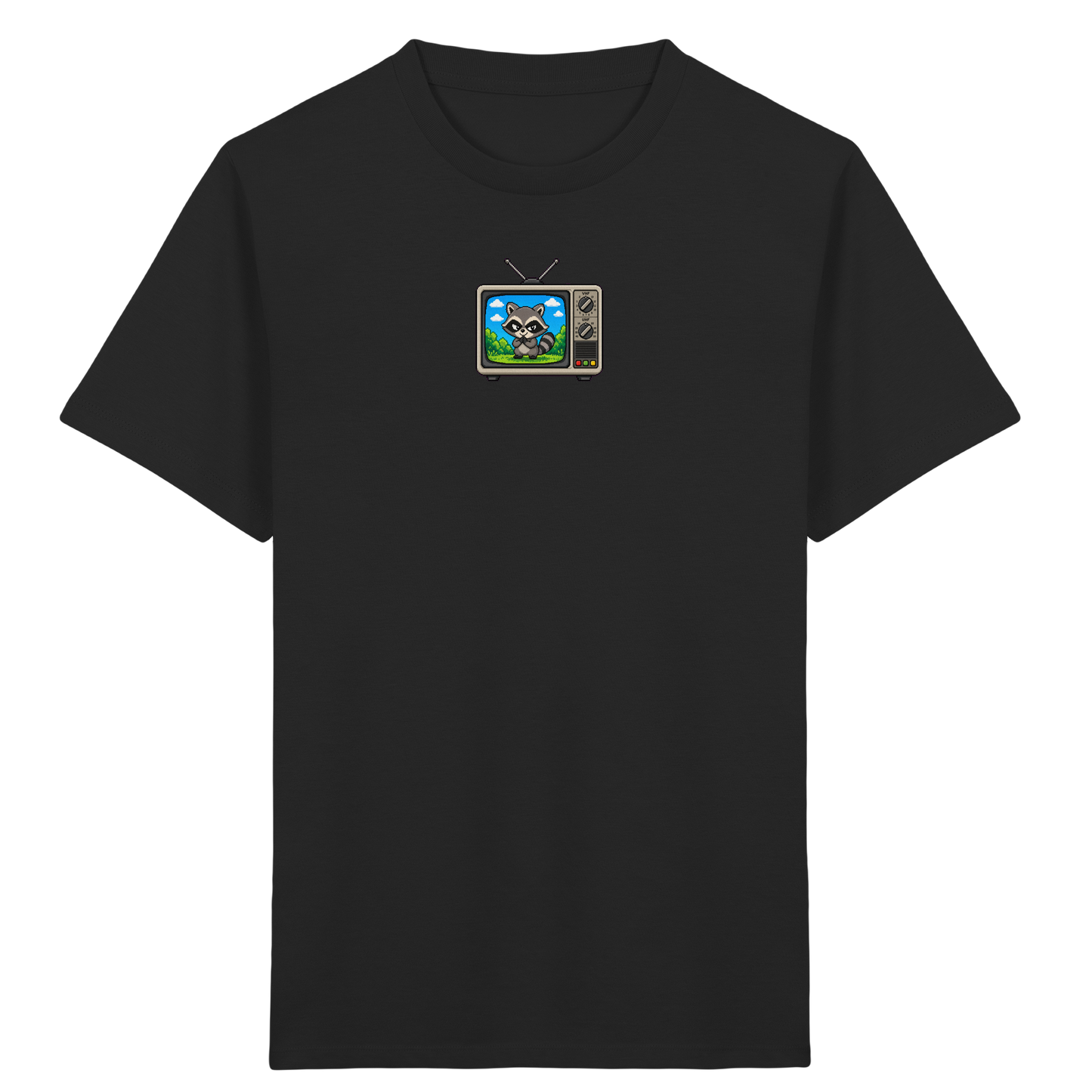 Pixel Waschbär im Retro-Fernseher Kinder-Shirt - Kinder Bio T-Shirt