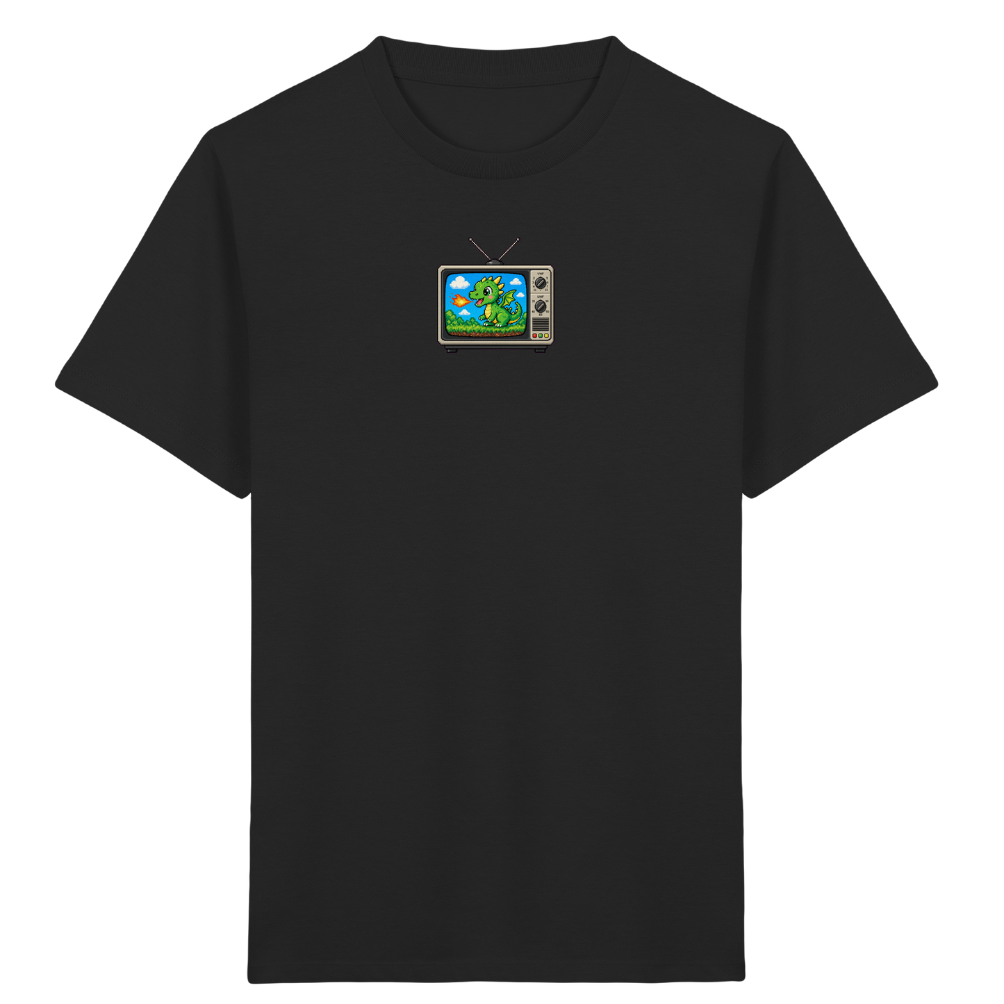 Pixel Drache im Retro TV Shirt - Kinder Bio T-Shirt