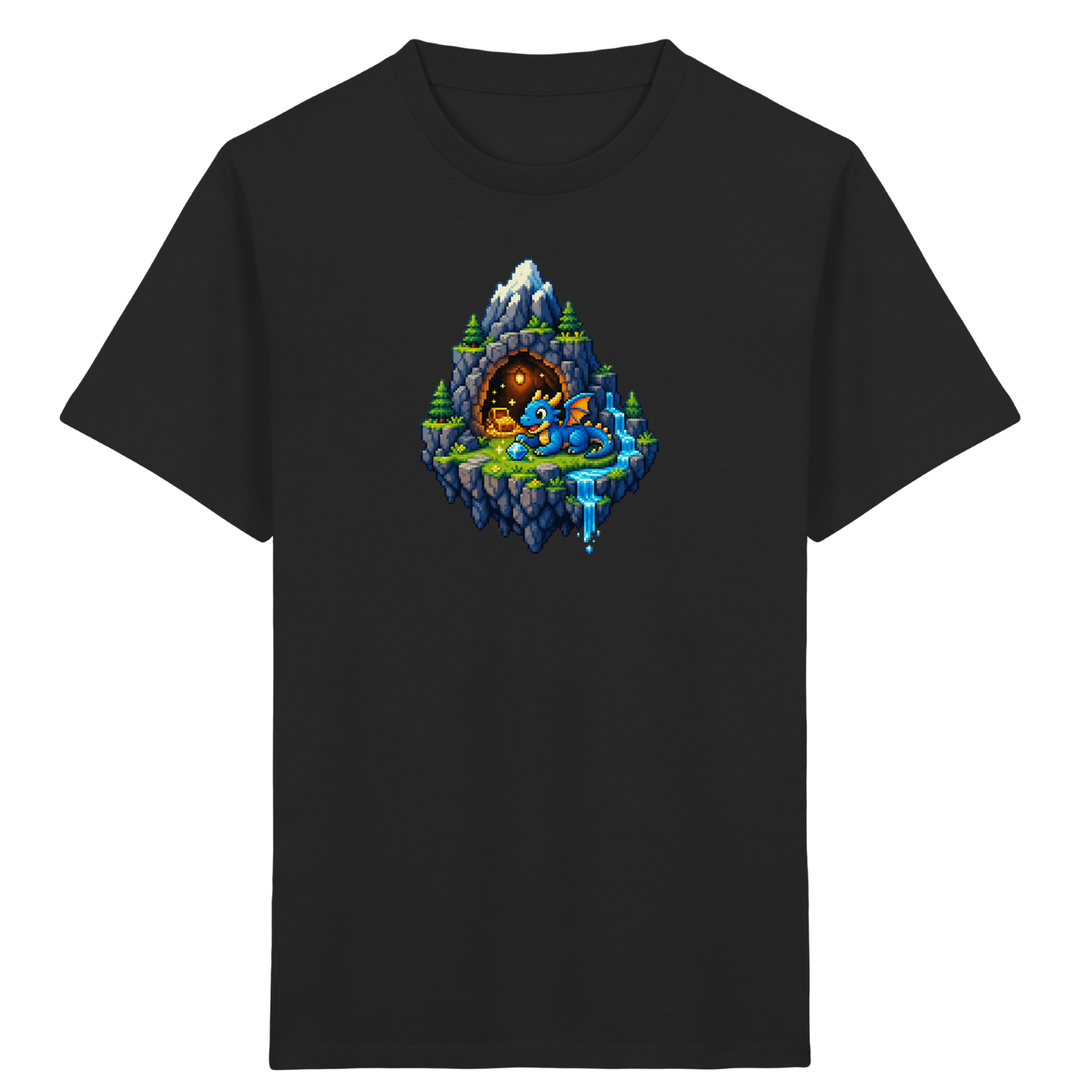Magischer Pixel Drache Schatz Insel - Kinder Bio T-Shirt