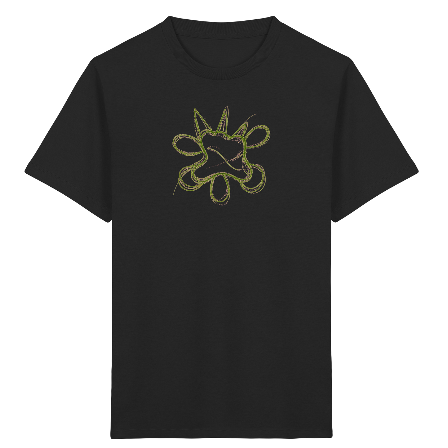 Grasgrünes Linienmonster für Kinder - Kinder Bio T-Shirt