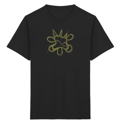 Grasgrünes Linienmonster für Kinder - Kinder Bio T-Shirt