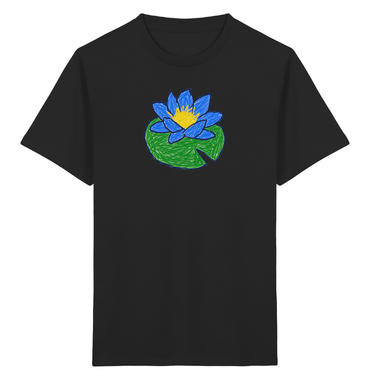 Kritzel Wasserlilie Kinder Shirt - Kinder Bio T-Shirt Vorderseite