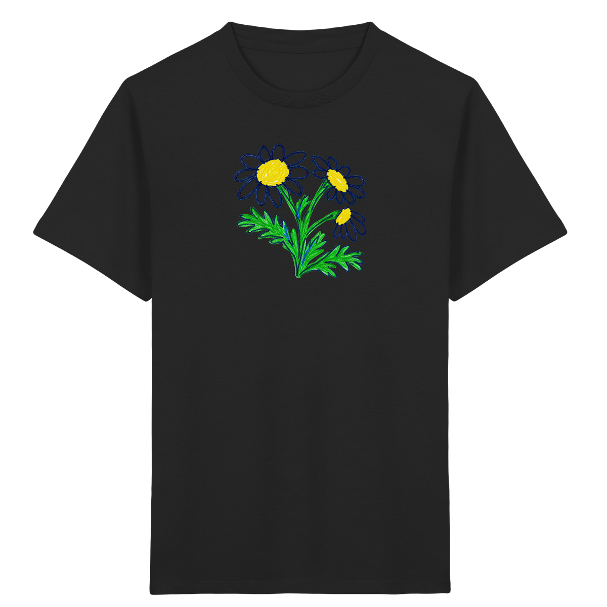 Kritzel-Kamille Kinder T-Shirt - Kinder Bio T-Shirt Vorderseite
