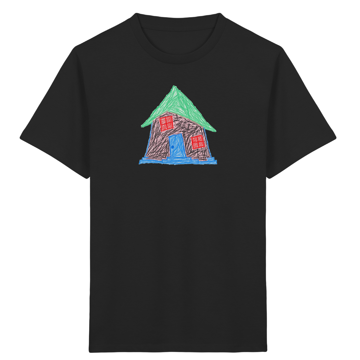 Rosa Schiefhaus Kinderzeichnung - Kinder Bio T-Shirt Vorderseite