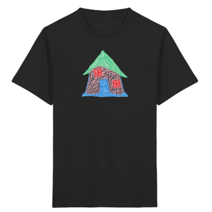 Rosa Schiefhaus Kinderzeichnung - Kinder Bio T-Shirt Vorderseite