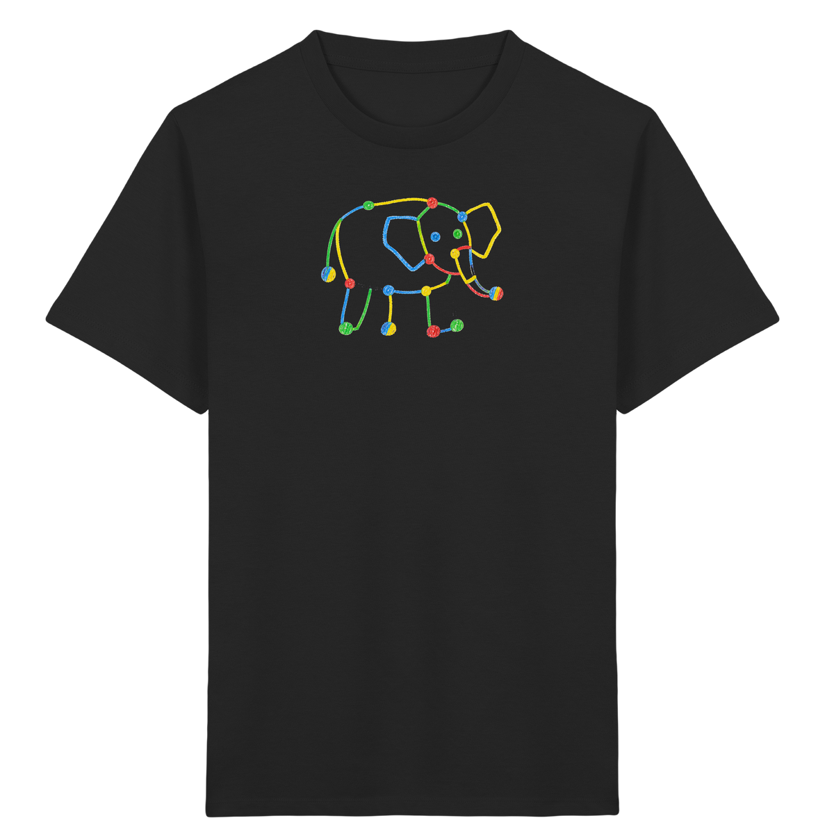 Farbpunkt Elefant Kinderzeichnung - Kinder Bio T-Shirt Vorderseite