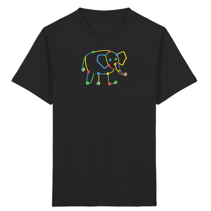 Farbpunkt Elefant Kinderzeichnung - Kinder Bio T-Shirt Vorderseite