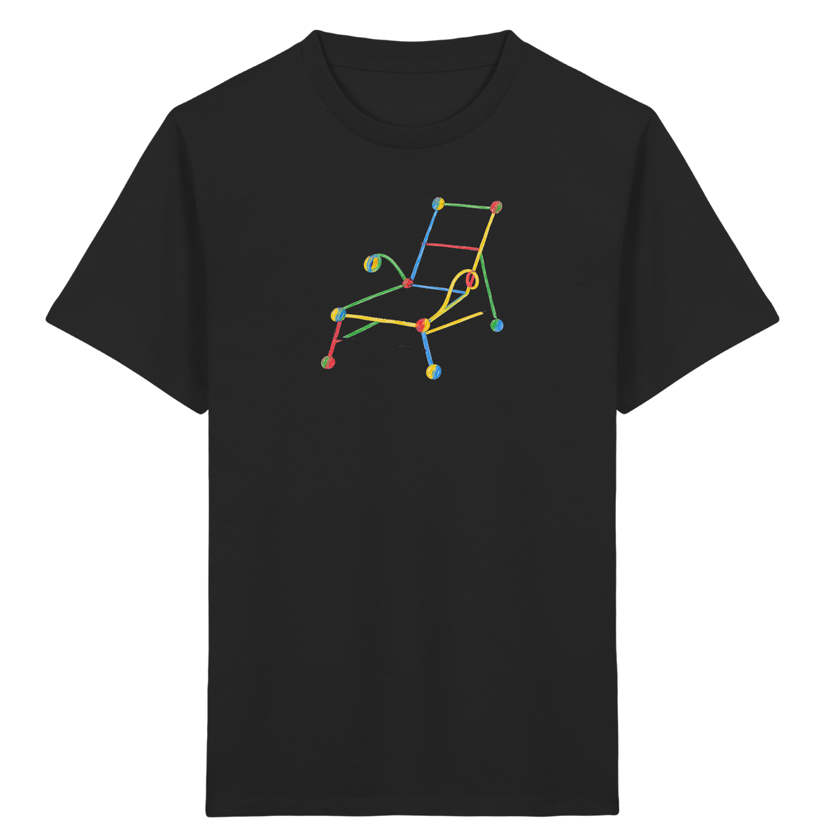 Bunte Liege mit Farbpunkten - Kinder Bio T-Shirt Vorderseite