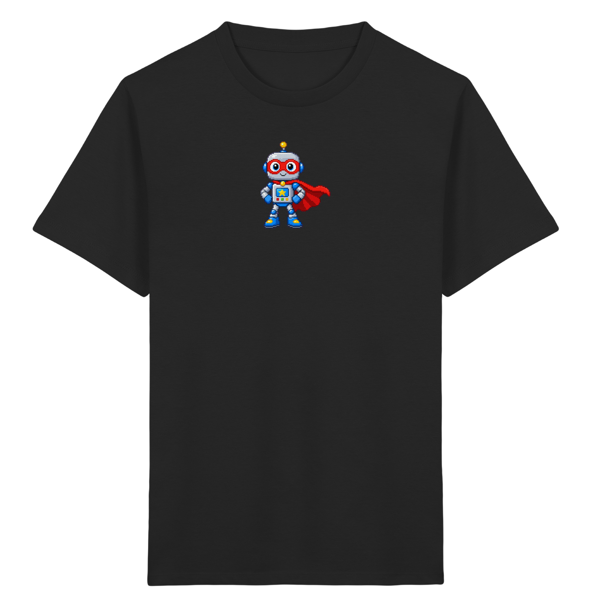 Pixel-Roboter Superhelden-Shirt: Freundliches Design - Kinder Bio T-Shirt