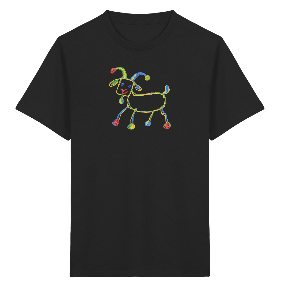 Freche Farbpunkt Ziege - Kinder Bio T-Shirt Vorderseite