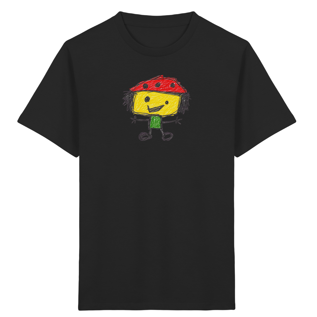 Kritzelkopf mit Tupfenhut - Kinder Bio T-Shirt Vorderseite