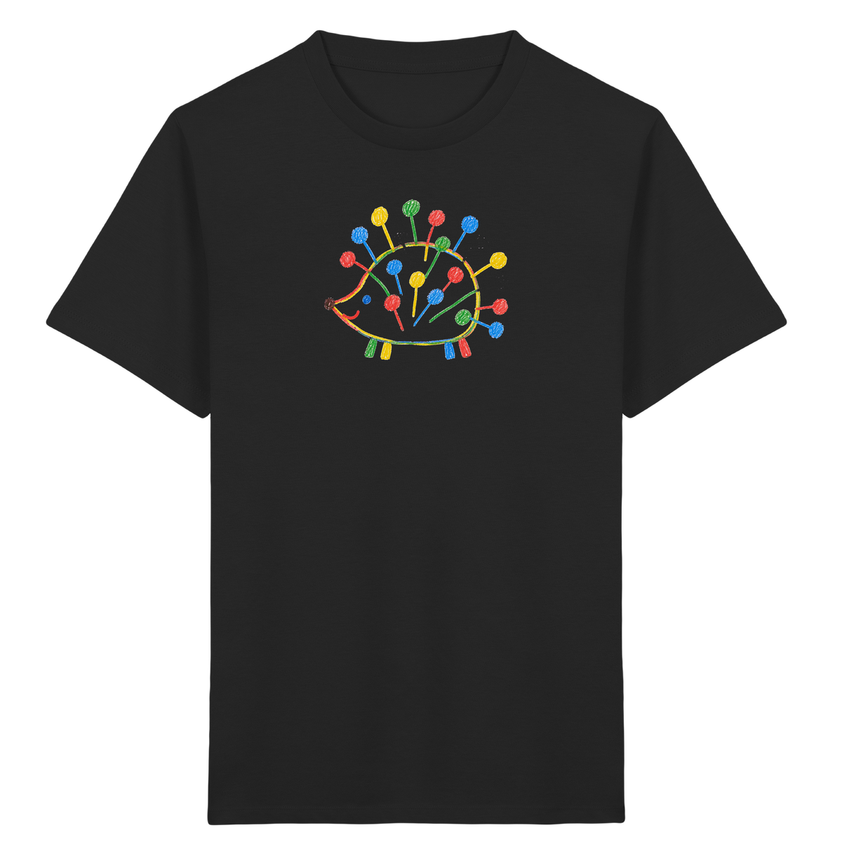 Bunter Farbpunkt Igel - Kinder Bio T-Shirt Vorderseite