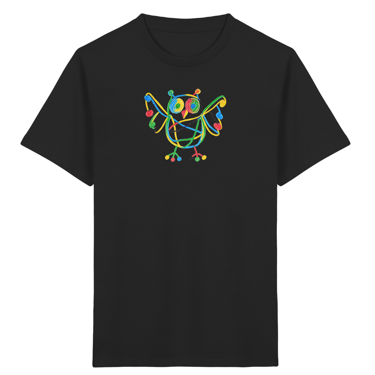 Farbpunkt Eule Kinder Shirt - Kinder Bio T-Shirt Vorderseite